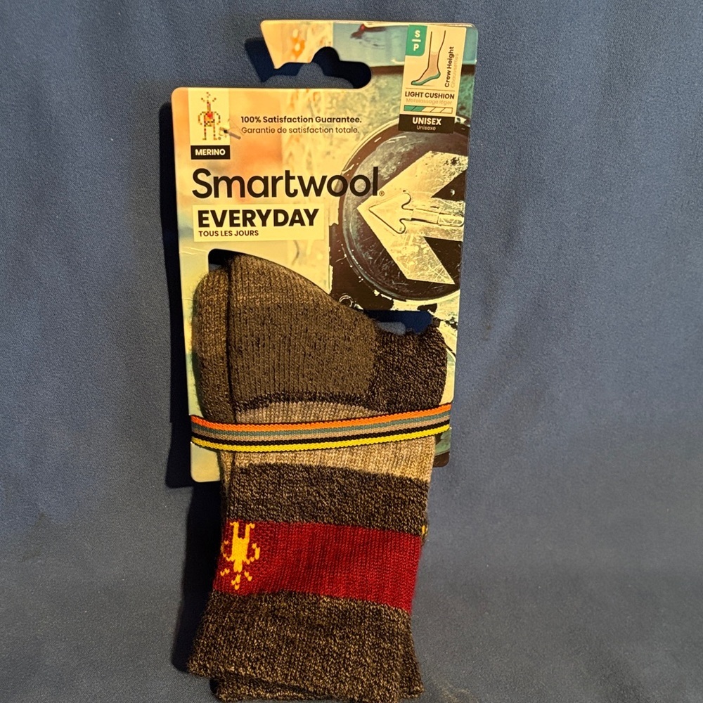 Smartwool Everyday Unisex Merino Wool Socks - Gray with Red Stripe